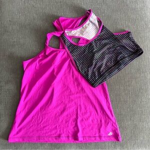 Womens FREE2B 2 Piece Attached Sports Bra & Racerback Tank Top Size Medium